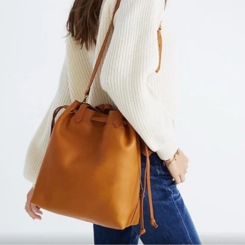 Madewell Tan Leather Bucket Bag